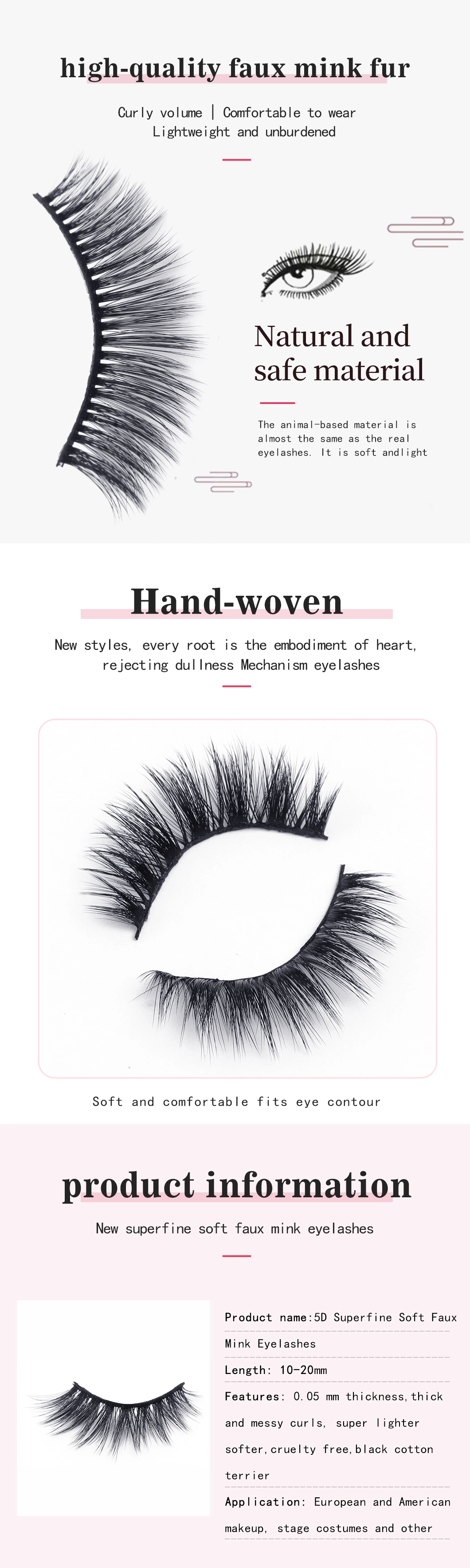 Free Sample 100% Cruelty Free Vegan 3D Fiber Lashes Unique Private Label Packaging Faux Mink Silk Lashes Vegan Eyelashes